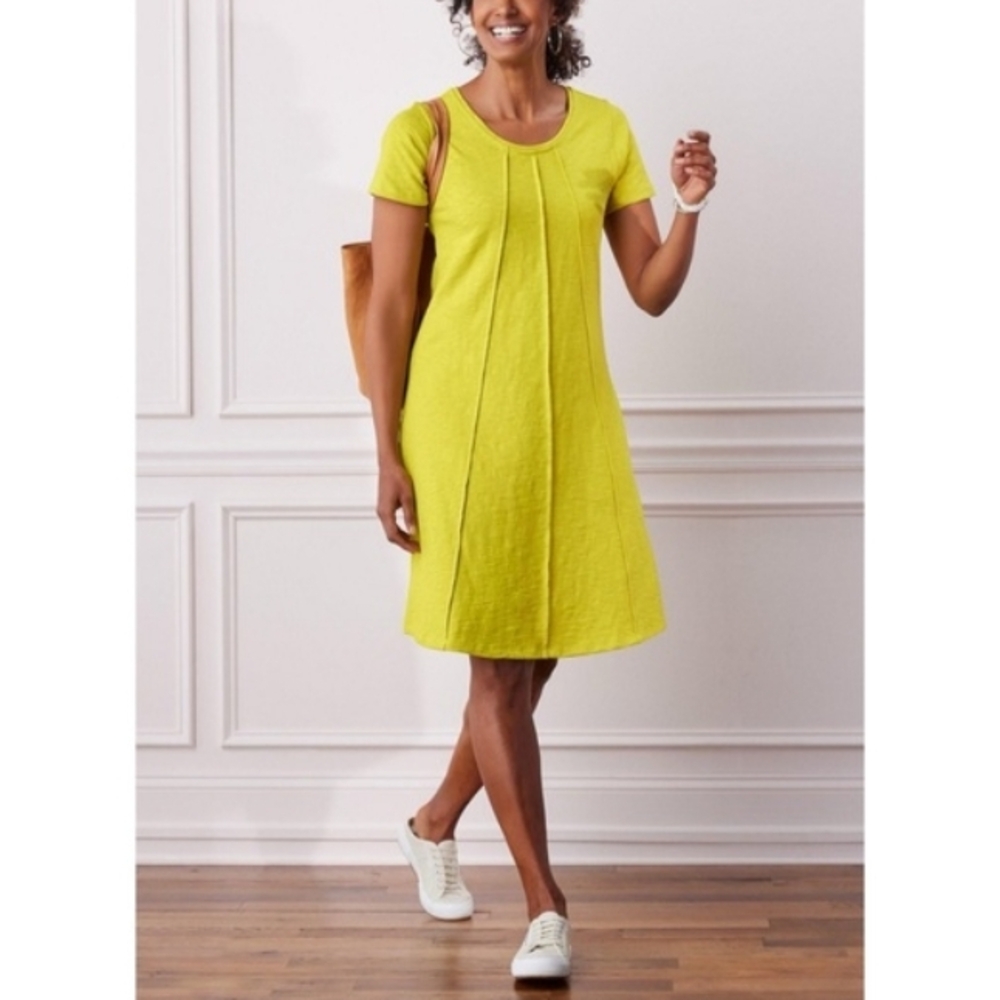 Soft Surroundings Lime Yellow‎ Short Sleeve Midi Dress